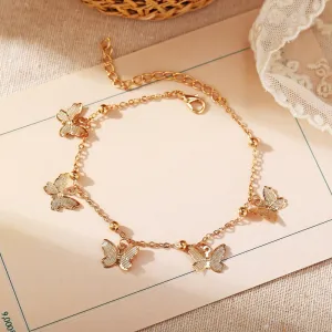 Fashion Butterfly Chain Beads Charms Anklets for Women Gold Silver