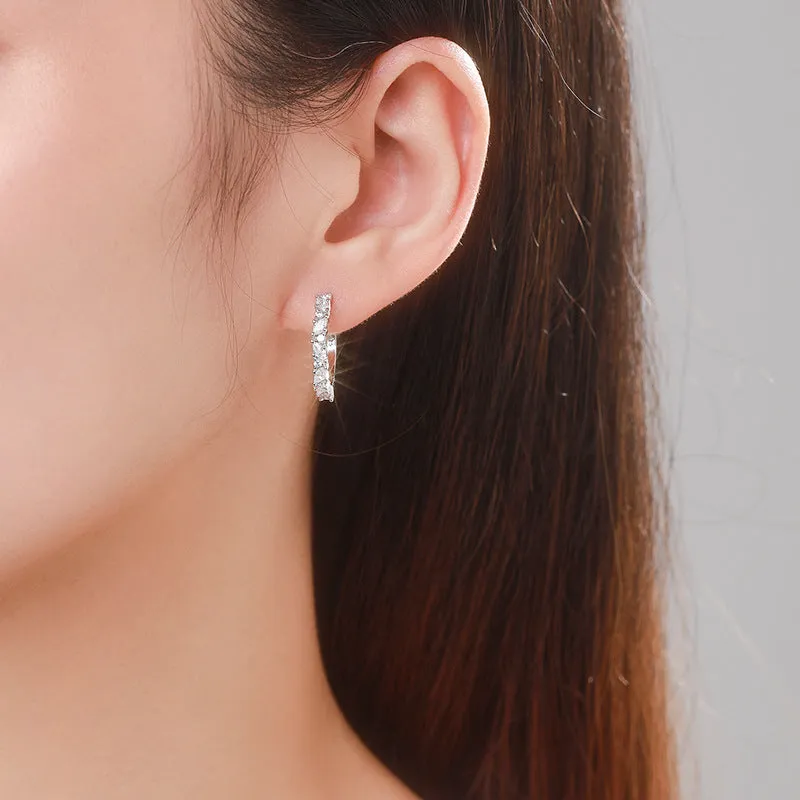 Fashionable and Versatile S925 Sterling Silver Zircon Earrings for Women