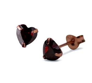 Garnet Simulant Heart Earrings