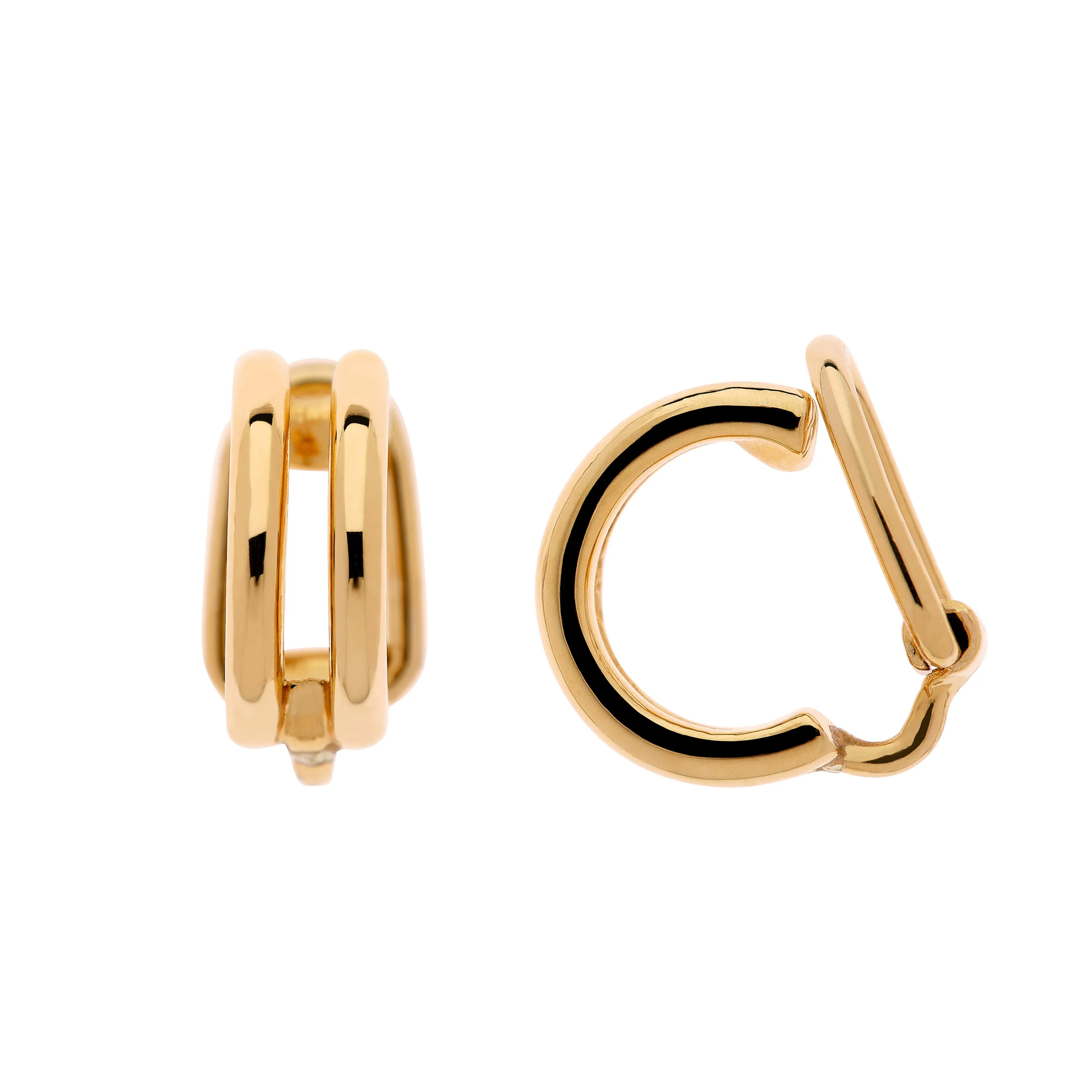 Gold Double Hoop Clip Earrings