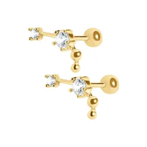 Gold Pated Sagitarius Barbell Ball Back Earrings Sleeper Earrings