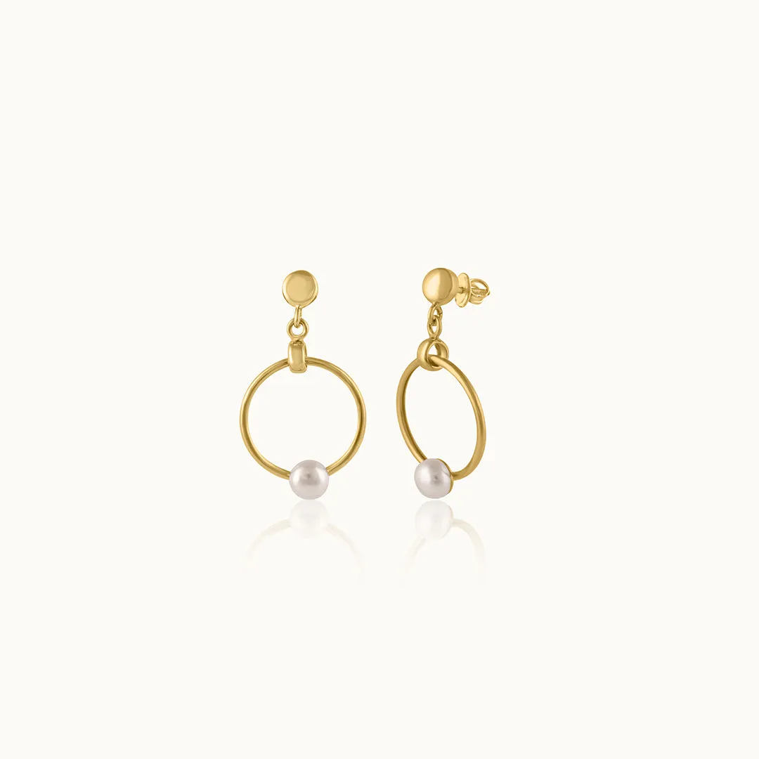 Gold Pearl Drop Earrings