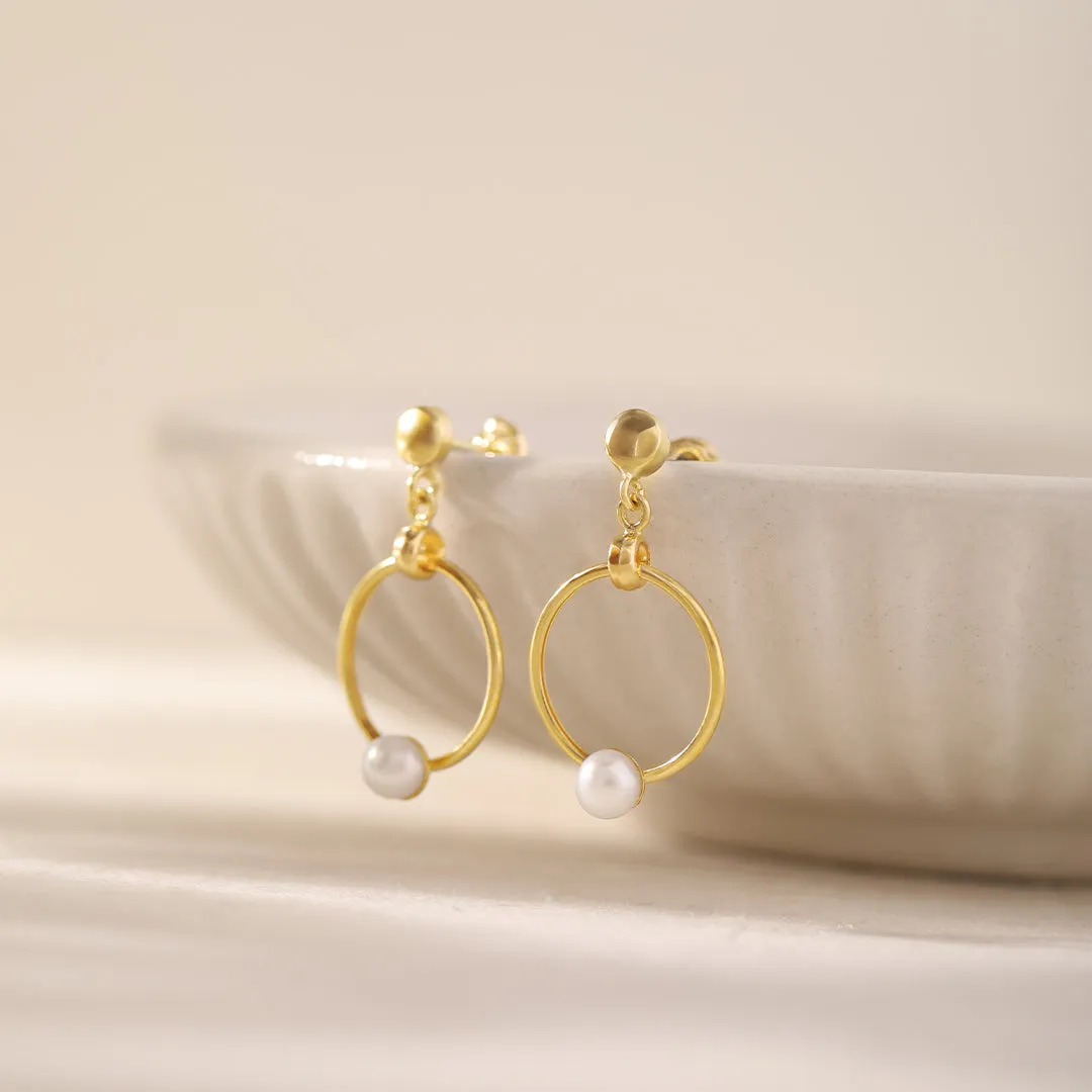 Gold Pearl Drop Earrings