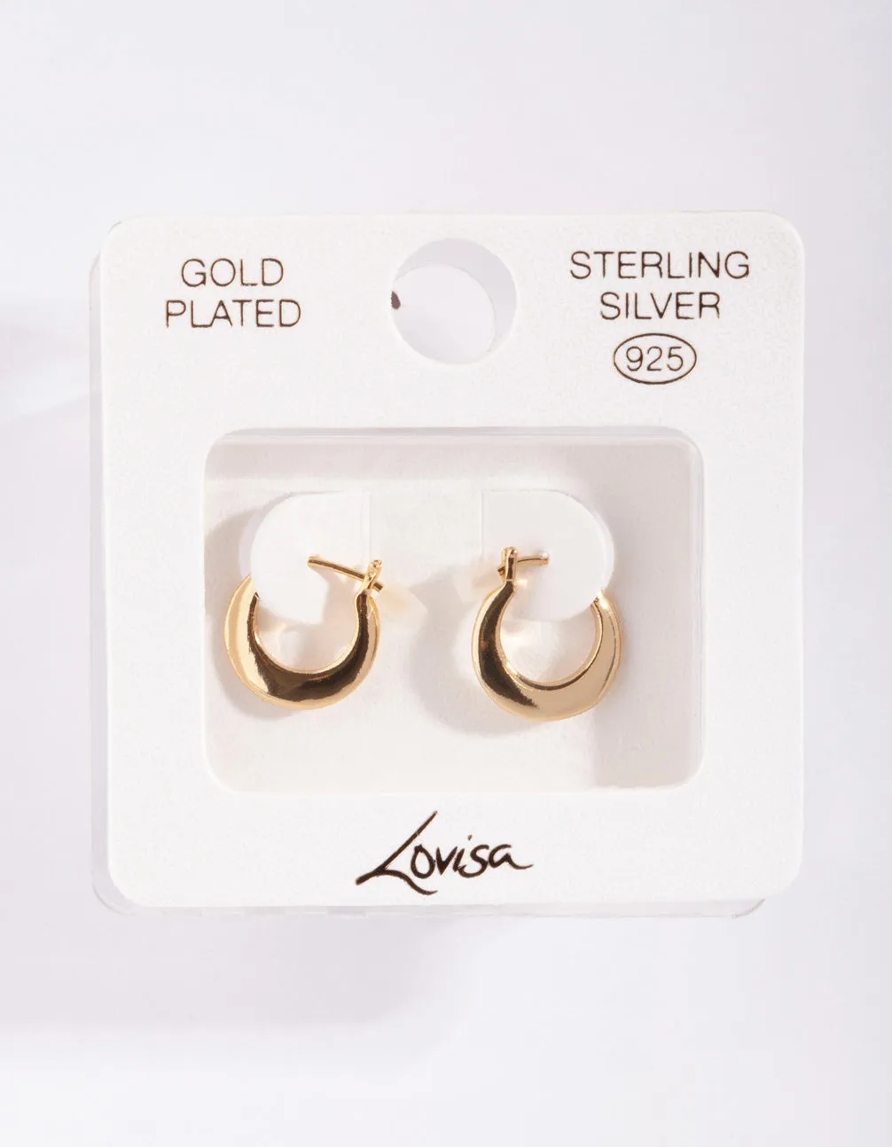 Gold Plated Sterling Silver Sleek Wide Creole Hoop Earrings