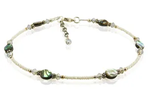 Gray Opal Green Abalone Shell Anklet