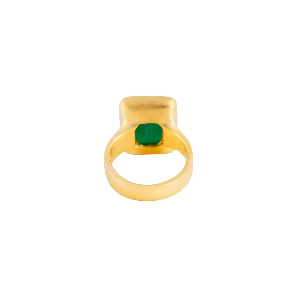 GREEN AGATE DECO COCKTAIL RING