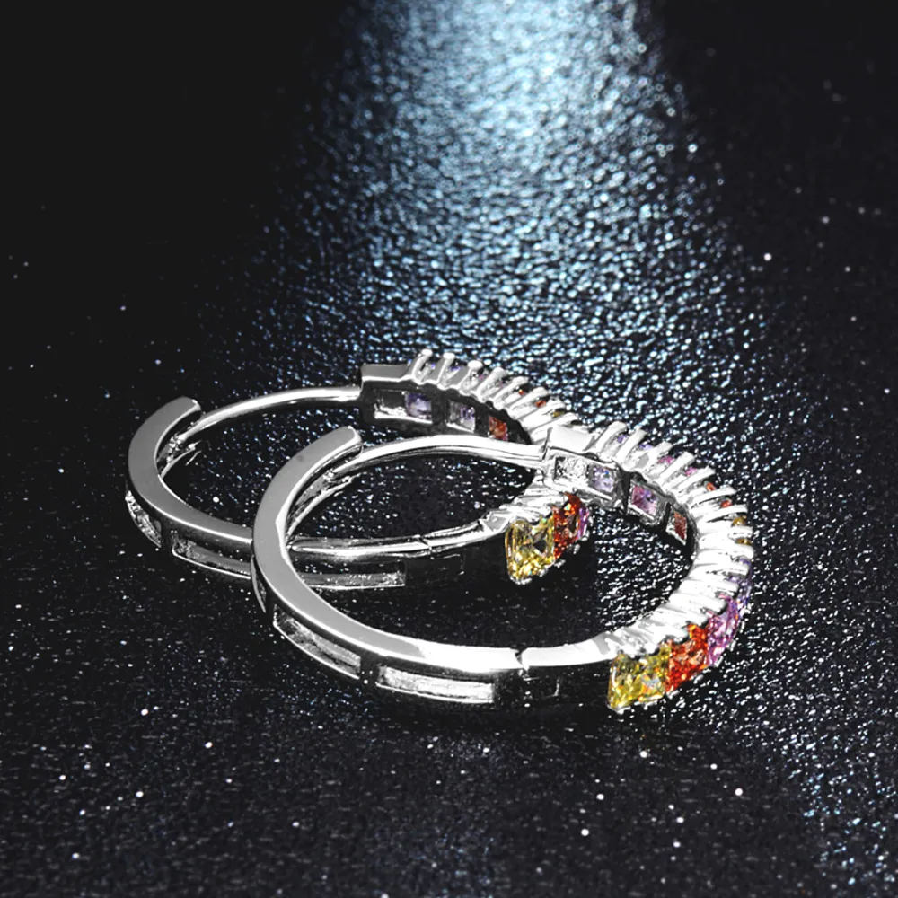 Half Eternity Austrian Crystal Hoop Earrings