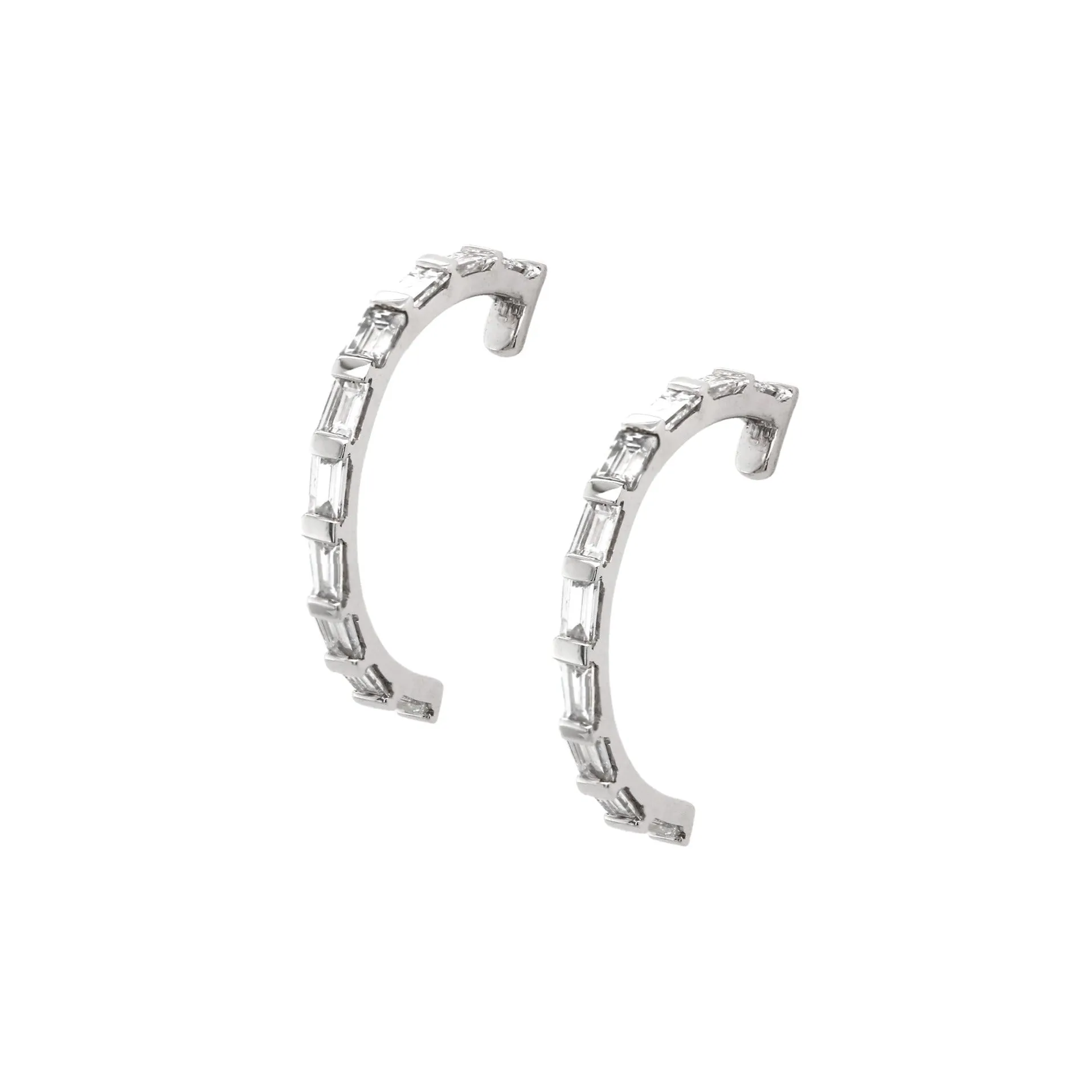 Half Loops Baguette Diamond Earrings