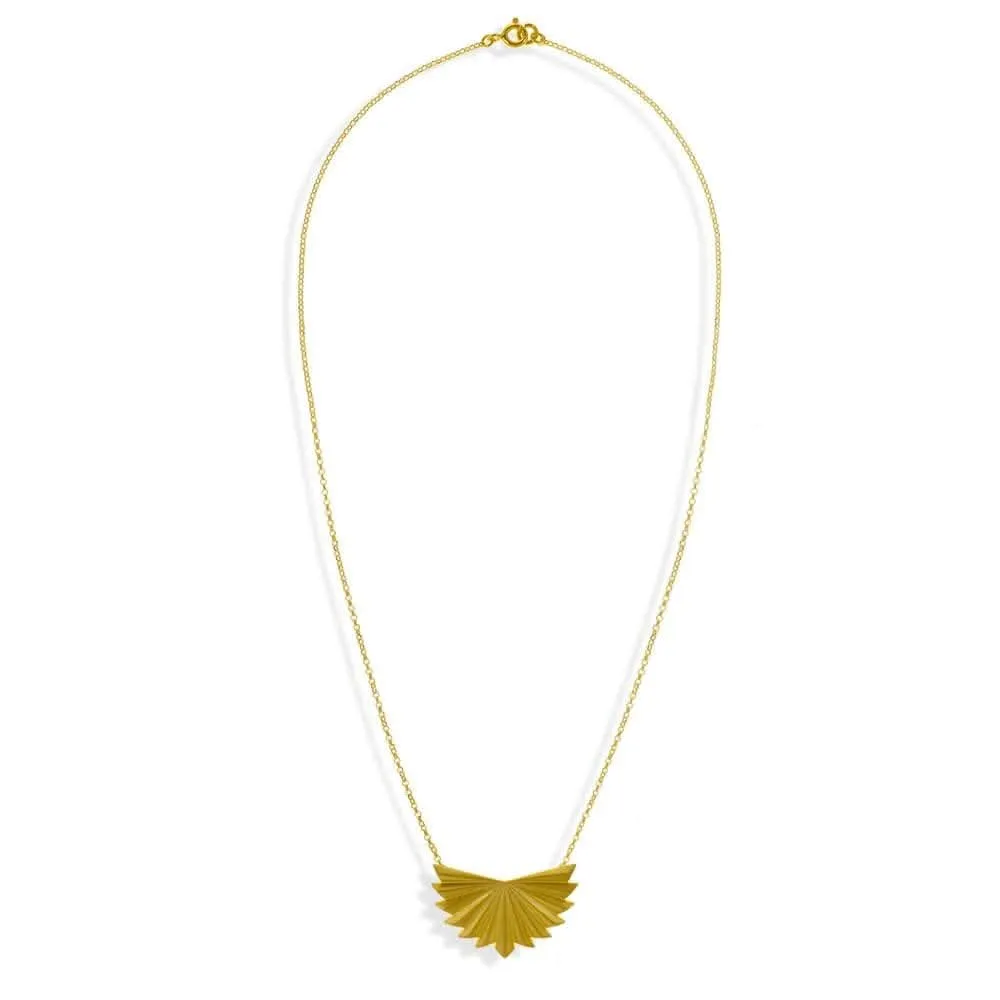 Handmade Gold Plated Silver Geometric Fold Short Necklace