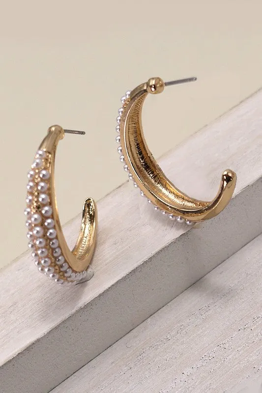 I Do! Luxe Pearl Studded Hoop Earrings