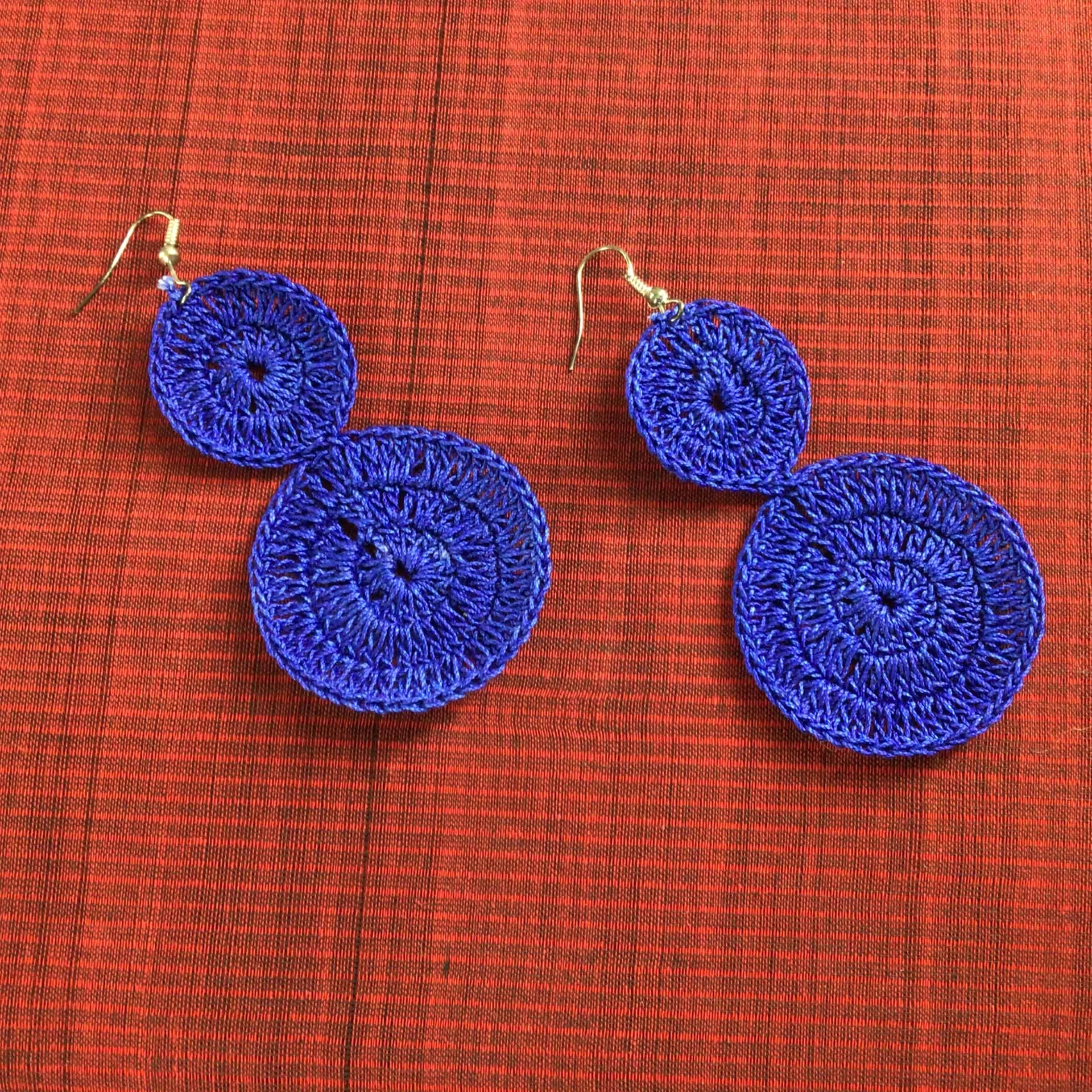 Indiva Handmade Crochet Blue Earring