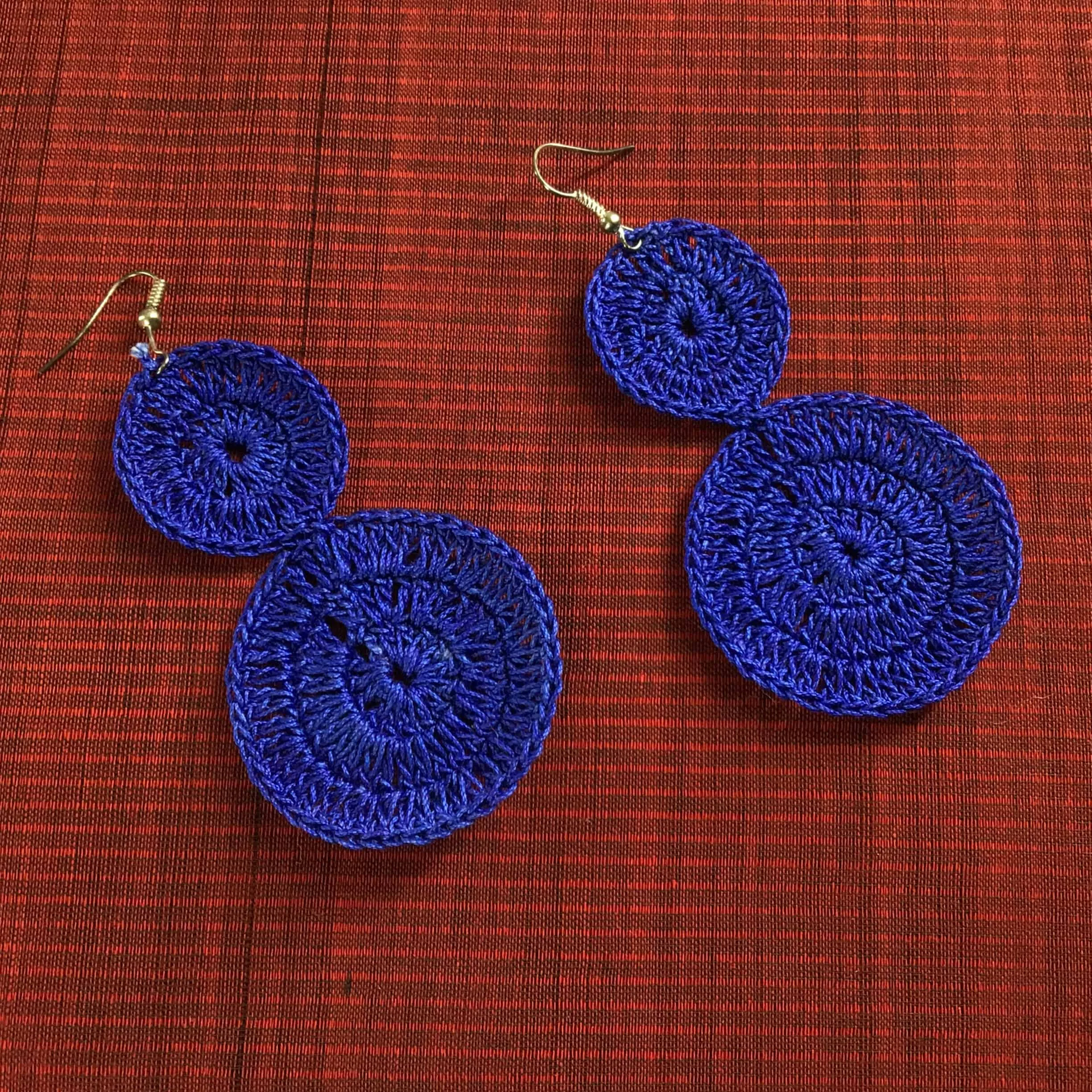 Indiva Handmade Crochet Blue Earring