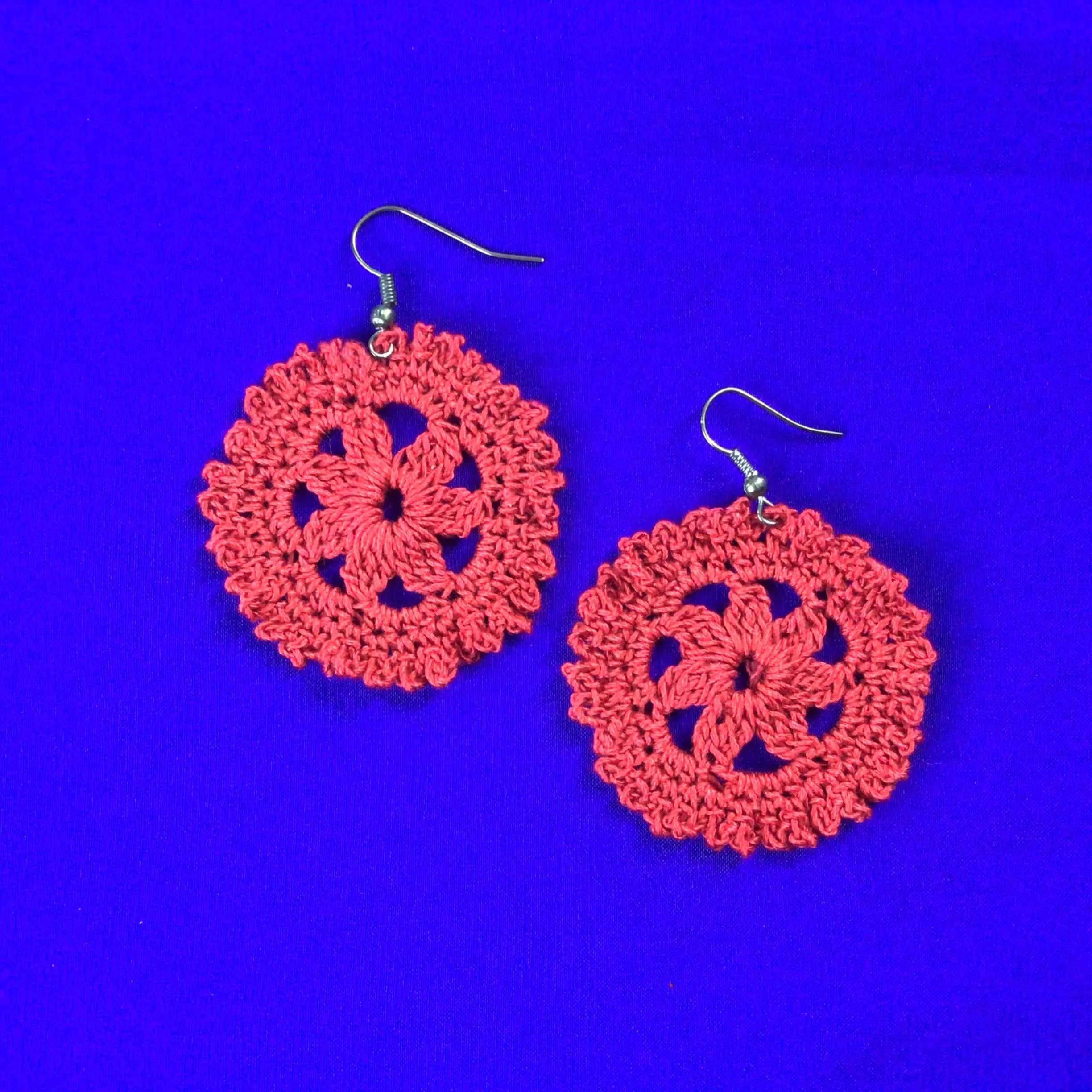 Indiva Handmade Crochet Blue Earring