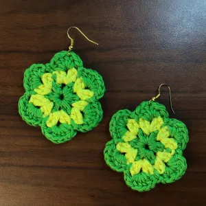 Indiva Handmade Crochet Green & Yellow Earrings