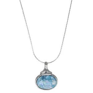 Israeli Roman Glass Crowned Pendant Necklace