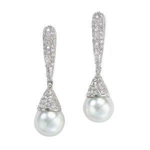 Jada Dramatic Pave' and Pearl Bridal Earrings