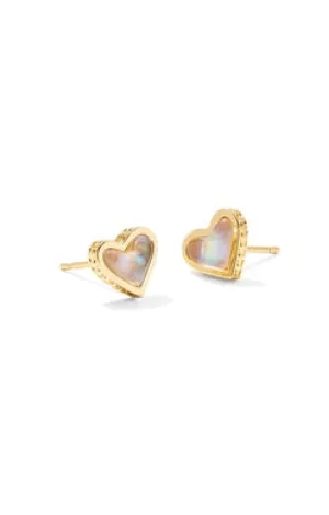 Kendra Scott Ari Heart Gold Abalone Iridescent Earrings