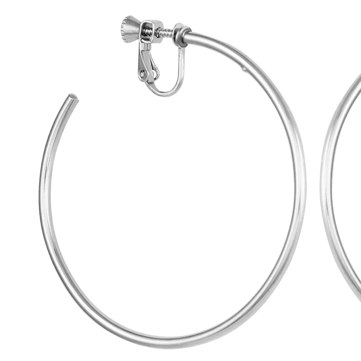 Large Open Hoop Clip On Earrings