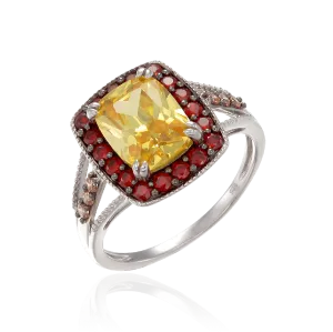 Luscious Vintage Inspired Yellow, Garnet and Champagne Ring