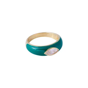 MARINE ENAMEL MARQUISE RING