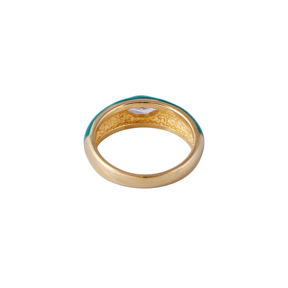 MARINE ENAMEL MARQUISE RING