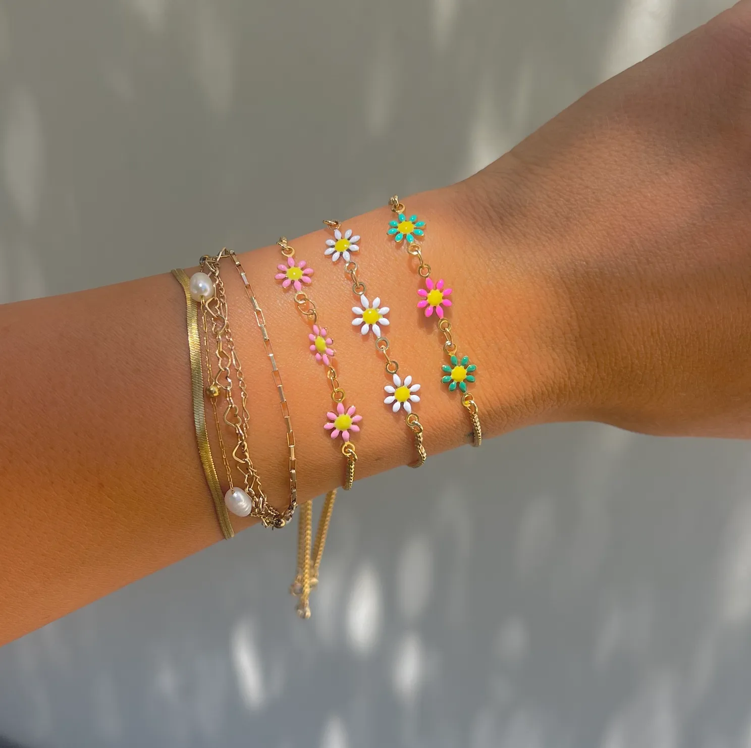 Multi Daisy Slider Bracelet