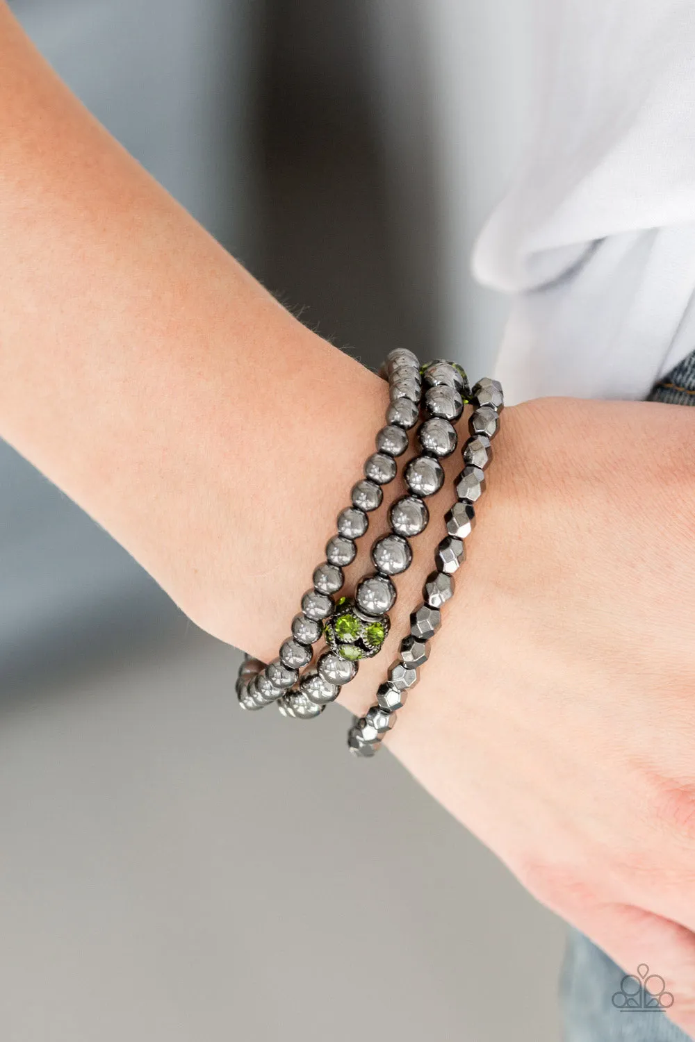 Noticeably Noir - Green Bracelet - Paparazzi Accessories