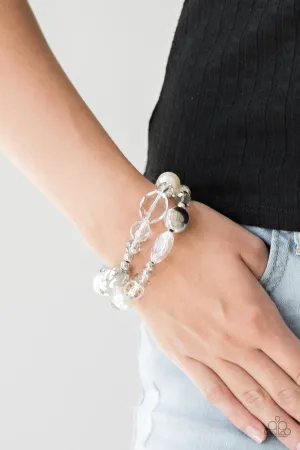 Open Door Jewelry - Downtown Dazzle - White Bracelet - Paparazzi Accessories