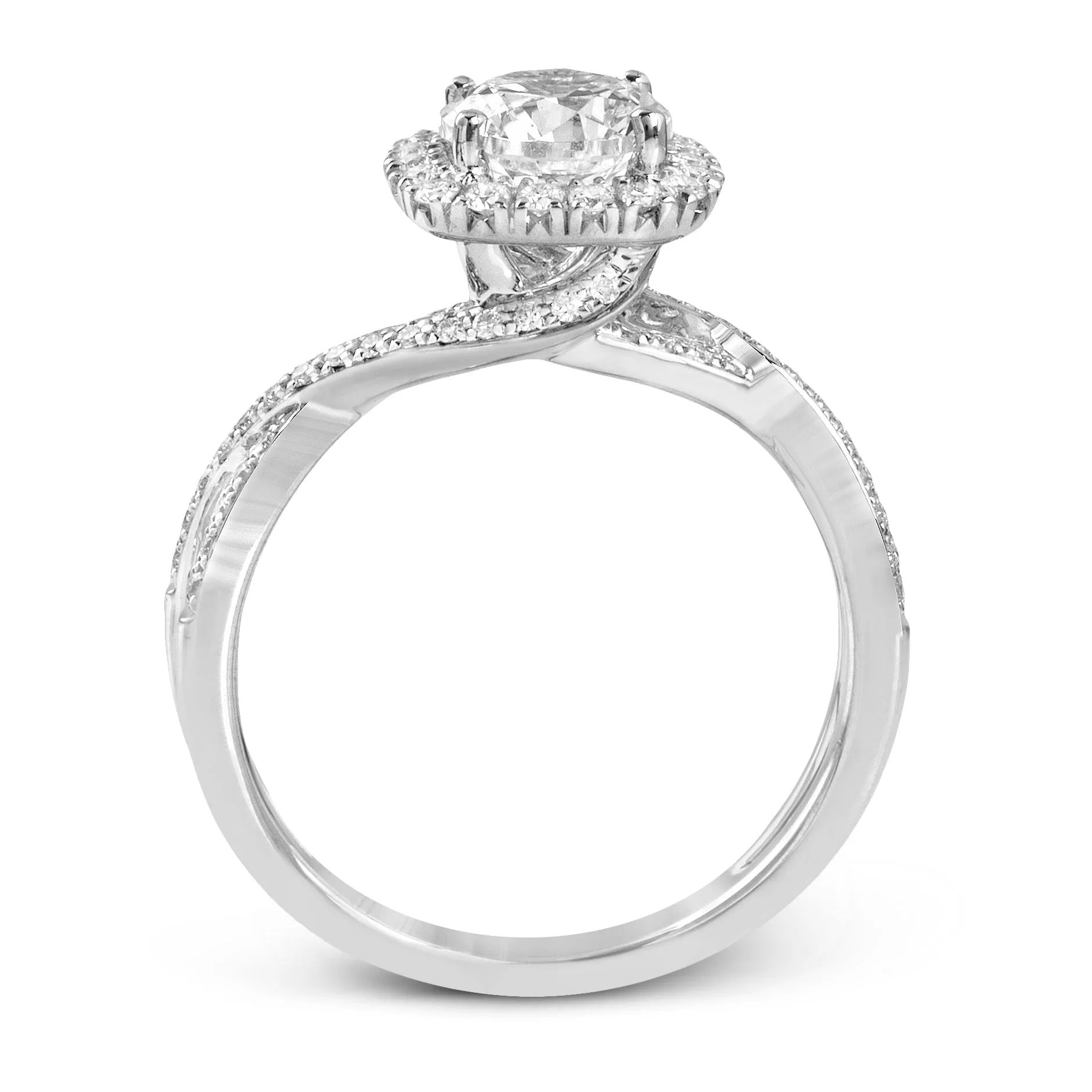 Oval-Cut Halo Criss-Cross Engagement Ring In 18k Gold With Diamonds