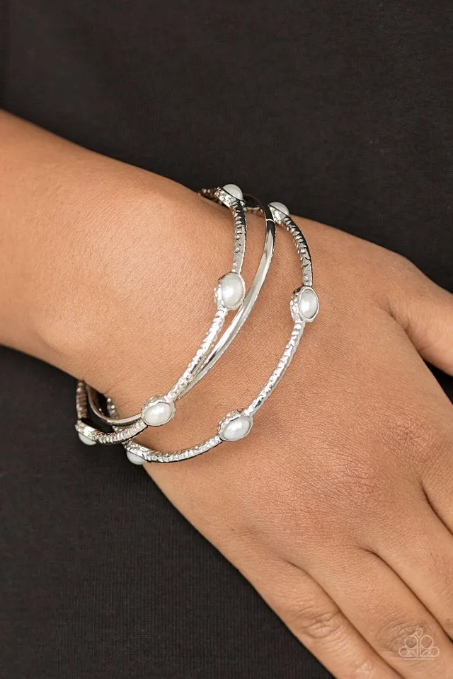 Paparazzi Bracelet ~ Bangle Belle - White