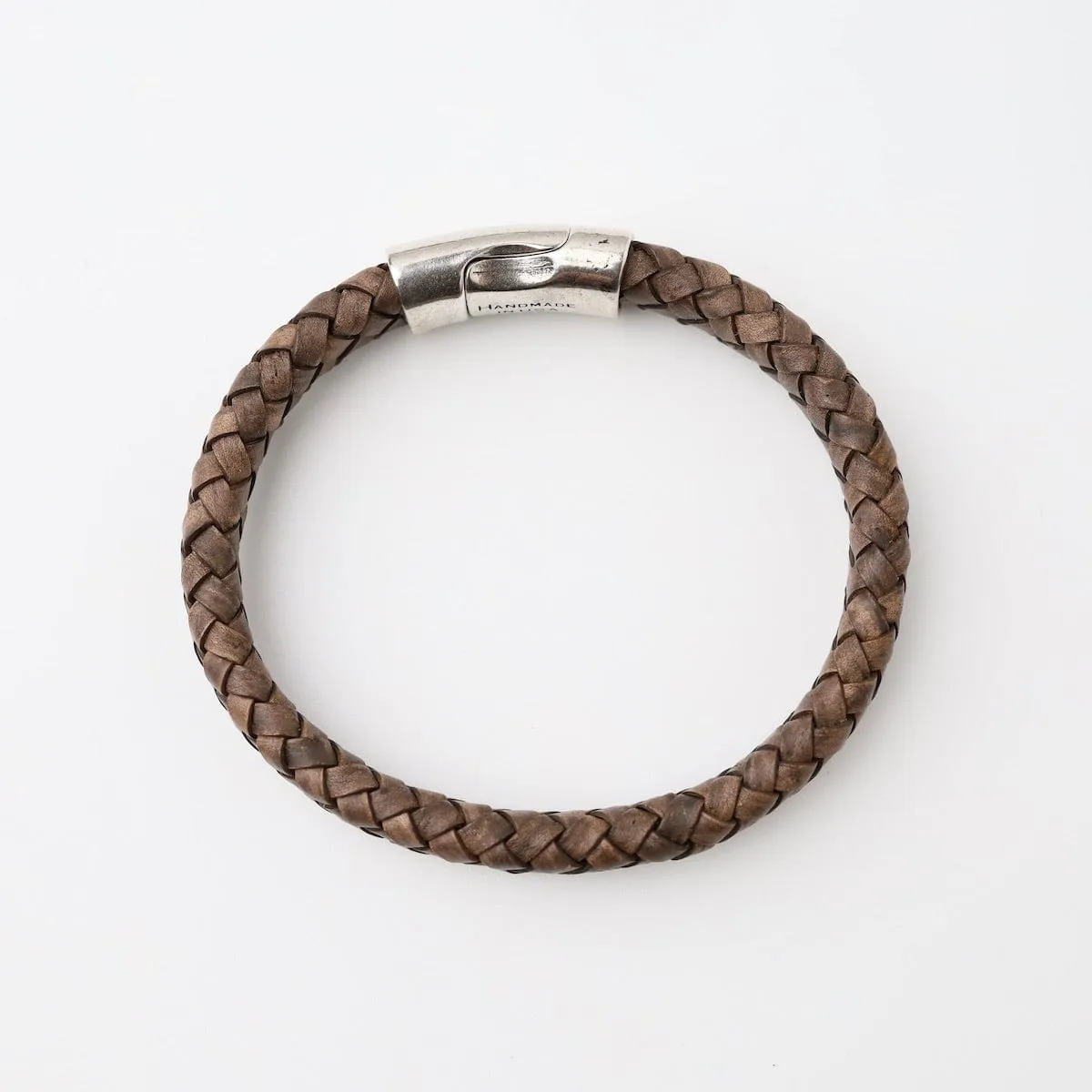 Pegasus Brown Braided Leather Bracelet