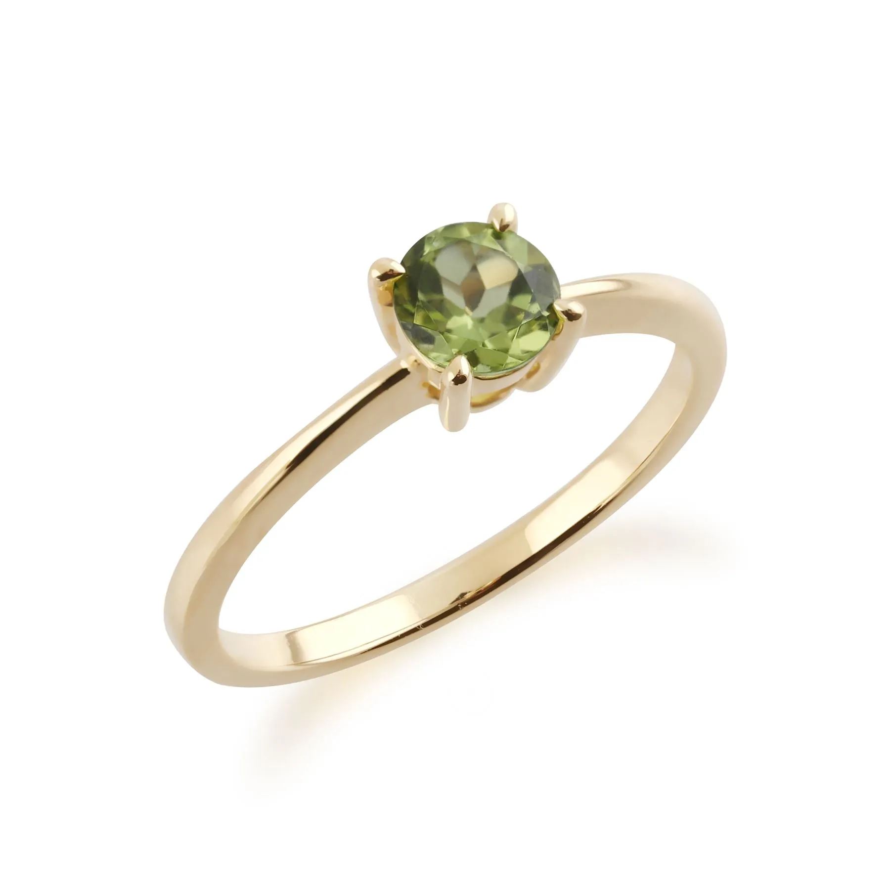 Peridot-Ring, 9 Karat Gelbgold Peridot Rundschliff einzeln Stein Ring