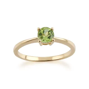 Peridot-Ring, 9 Karat Gelbgold Peridot Rundschliff einzeln Stein Ring