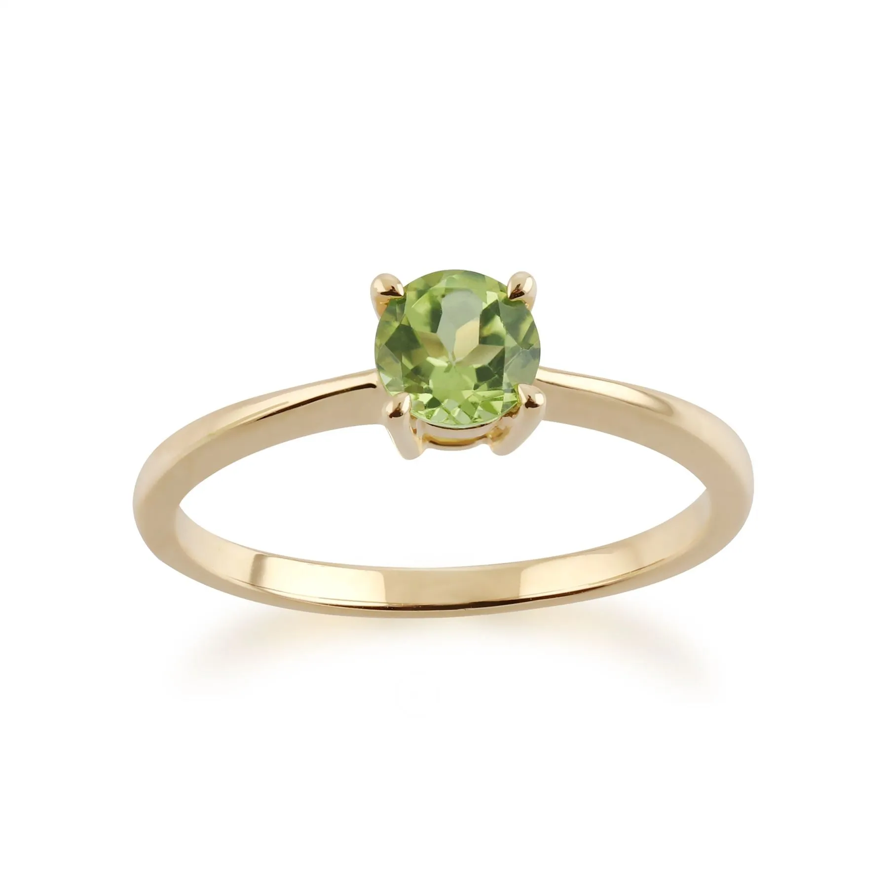 Peridot-Ring, 9 Karat Gelbgold Peridot Rundschliff einzeln Stein Ring