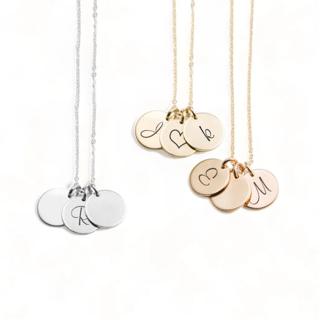 Personalized 6mm Multi Disc Initials Necklaces