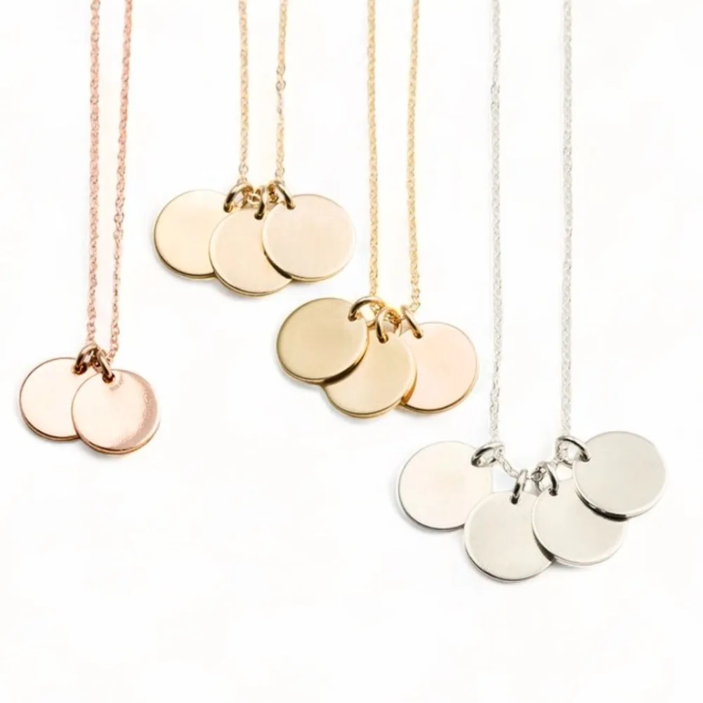 Personalized 9mm Multi Discs Initials Necklaces