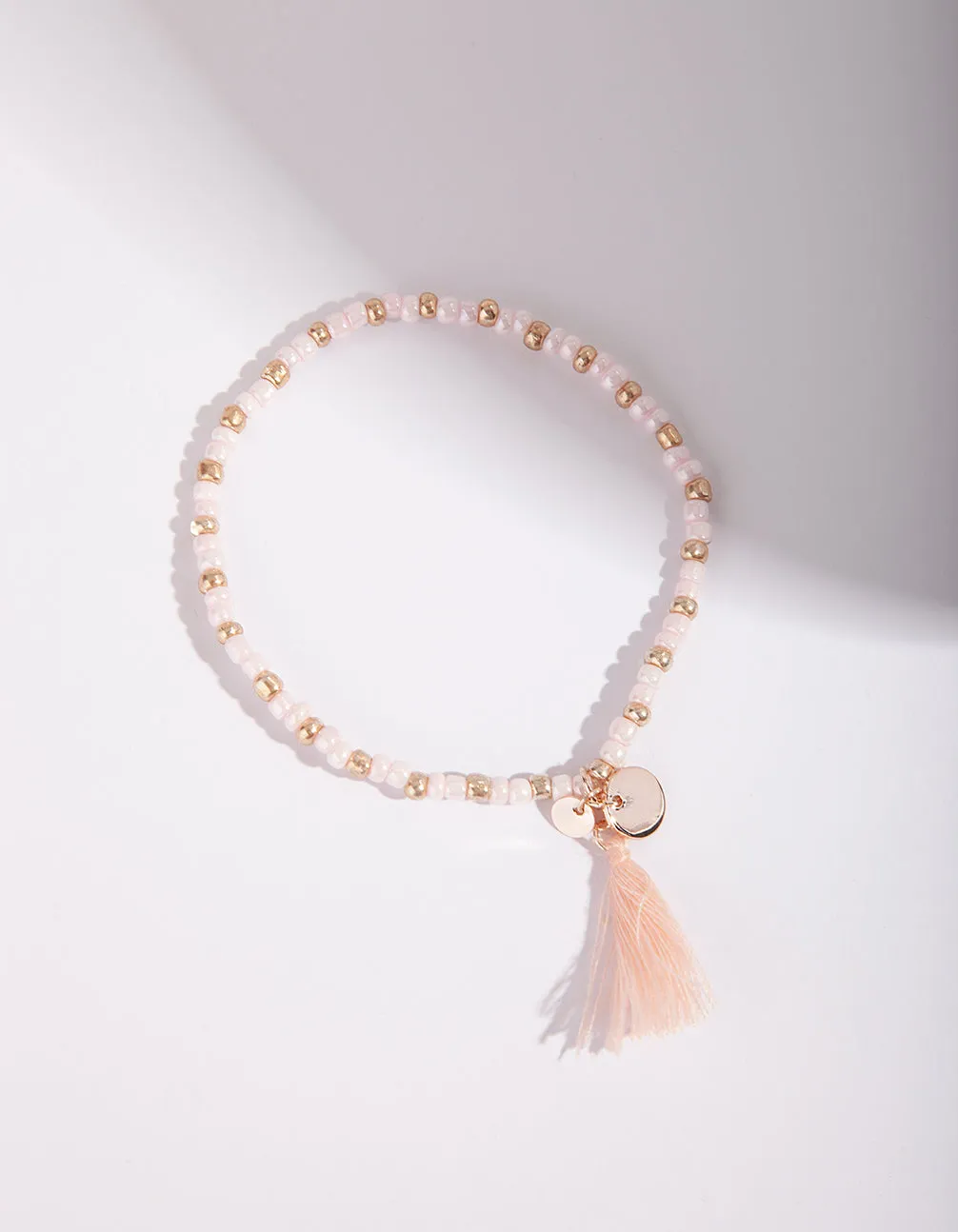 Pink Gold Bead Stretch Bracelet