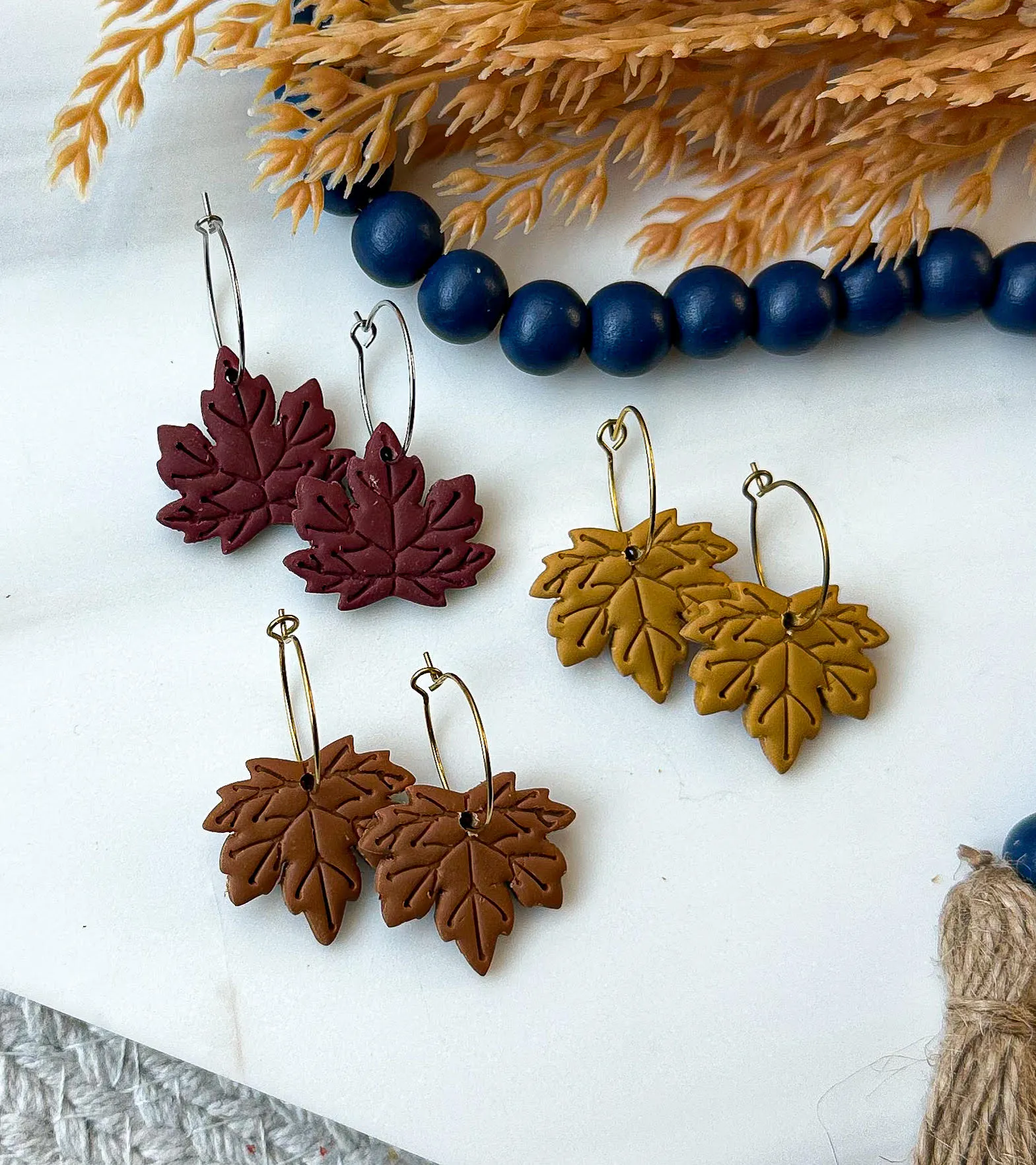 Polymer Clay Earrings - Fall Leves