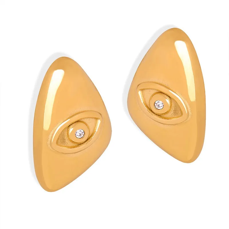 Pre Order:  Geometric Eye Titanium Steel Earrings