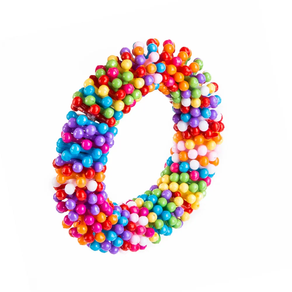 PROLOSO 6 Pack Colorful Bead Round PieceBracelets Elastic Party Favors Kids Pretend Play