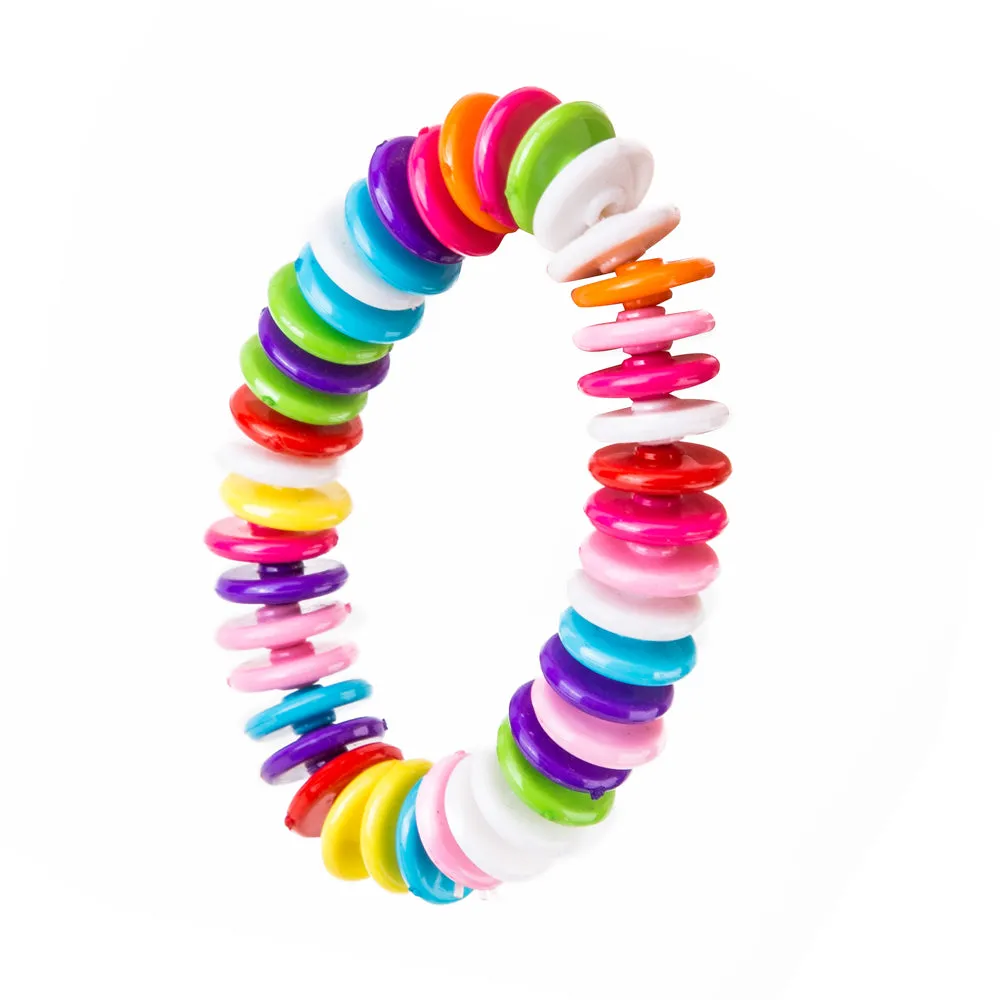 PROLOSO 6 Pack Colorful Bead Round PieceBracelets Elastic Party Favors Kids Pretend Play