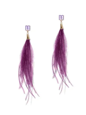 Purple Feather Drop Earring