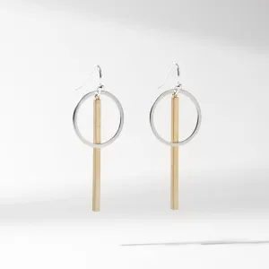 "Le Contour" Gold & Silver Mixed Metal Bar Earrings Dangle