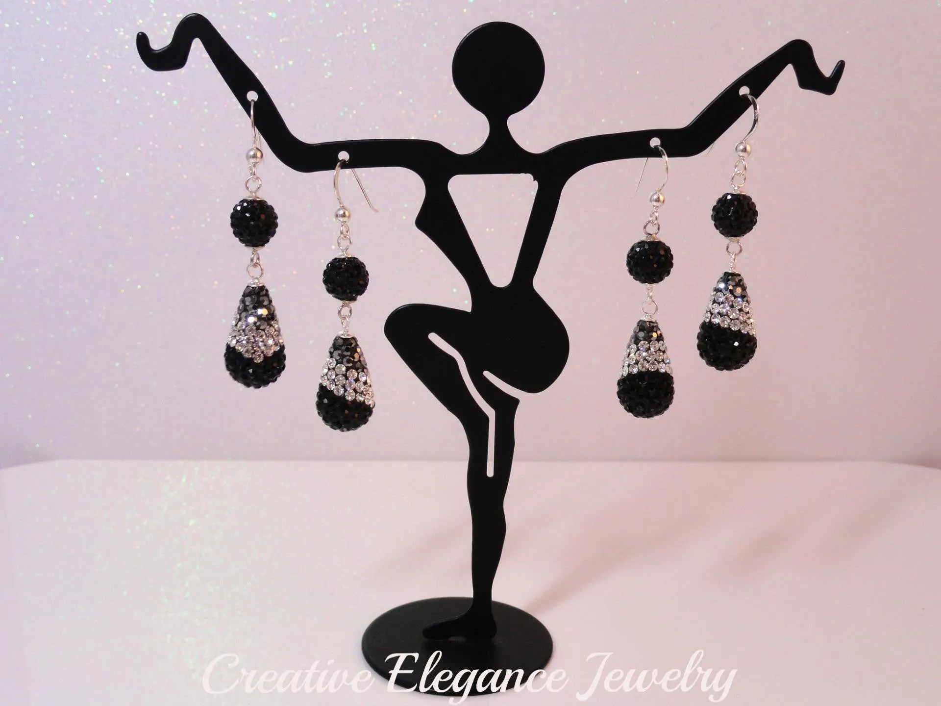 Raindrop Crystal, Dangle Earrings, set in 92.5 Sterling Silver