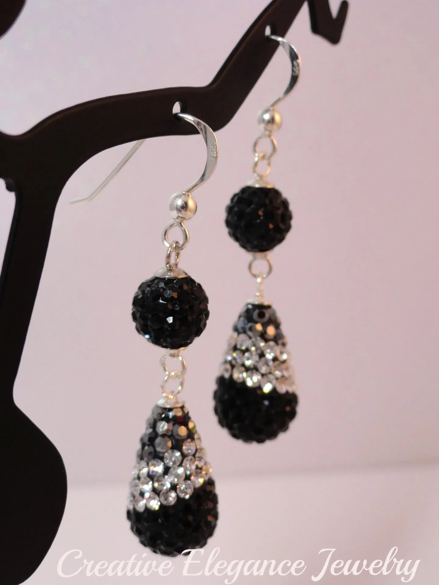 Raindrop Crystal, Dangle Earrings, set in 92.5 Sterling Silver