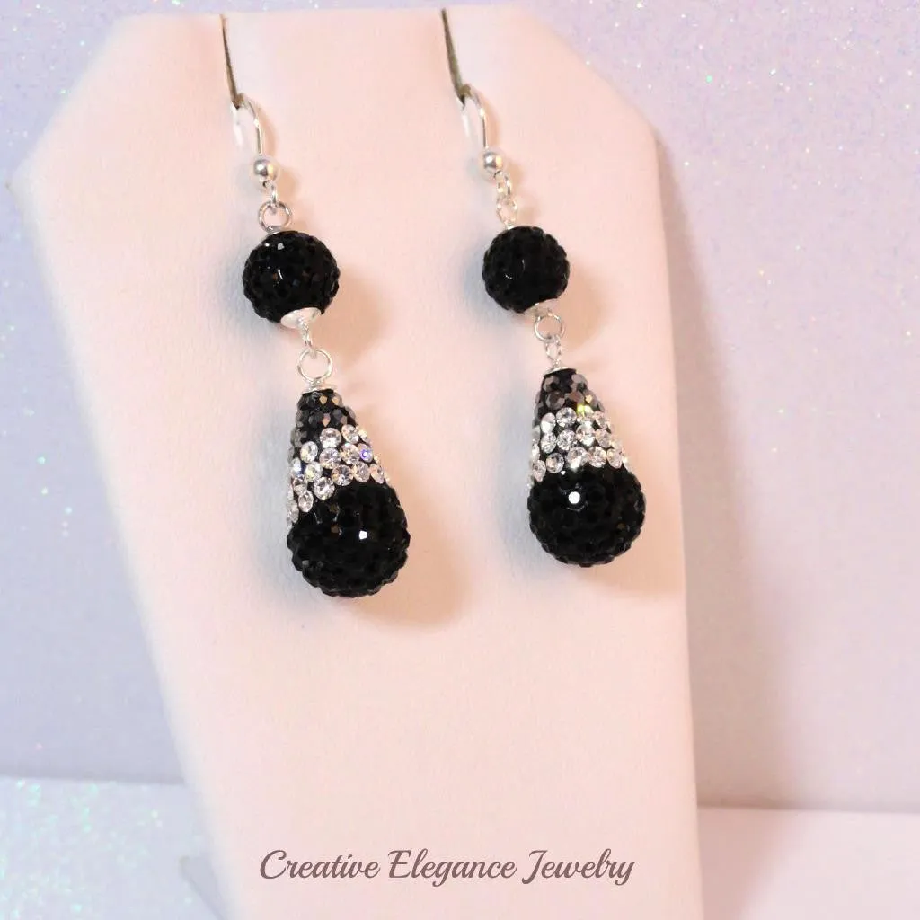 Raindrop Crystal, Dangle Earrings, set in 92.5 Sterling Silver