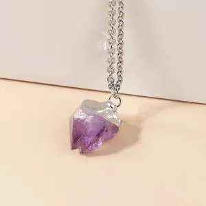 Raw Amethyst Silver Plated Pendant