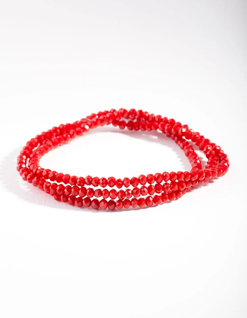 Red Faceted Bead Bracelet Set