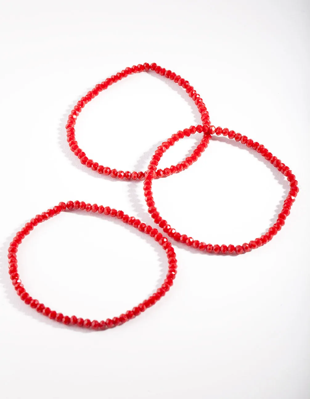 Red Faceted Bead Bracelet Set