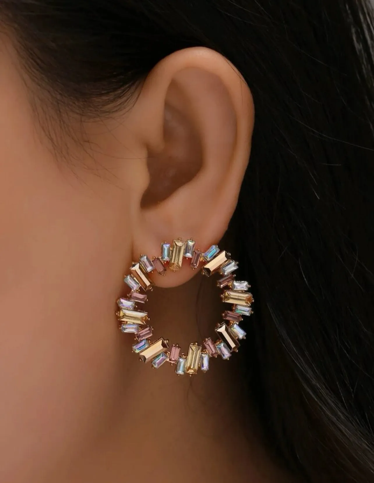 Rhinestone Round Decor Earings